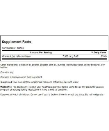 Swanson Beta-Carotene 25000 IU (7500 mcg) 100 Softgels - 100 Count (Pack of 1) - Buy Online on GoSupps.com