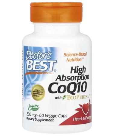 Doctor's Best - CoQ10 with BioPerine | High Absorption CoQ10 200mg - 60 Vegan Capsules