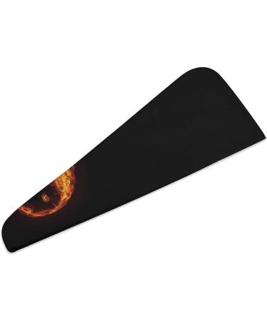 Fire Flame Yin and Yang Microfiber Hair Towel Wrap for Women - Super Absorbent 10x26 Inch Hair Turban with Button | International Shipping - Buy Online on GoSupps.com