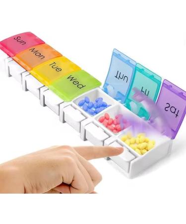 Weekly Pill Organizer 7 Day - Large AM PM Storage for Easy Daily Medication | Rainbow Design Pill Case - Buy Online on GoSupps.com
