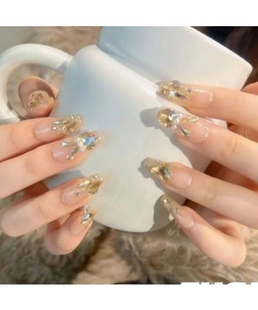 Temperament-enhancing manicure hand-made wearing nail full of diamonds in the New Year versatile wearing nail stickers are white in autumn and winter.(S) - Buy Online on GoSupps.com
