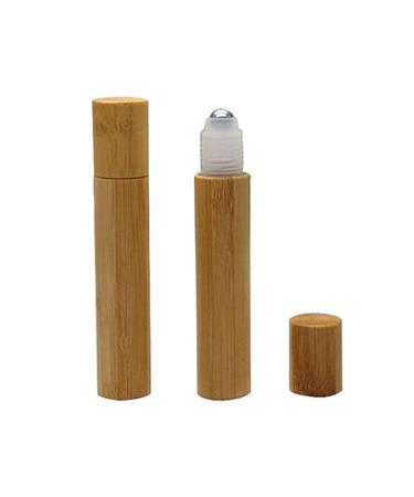 Ericotry 2 pieces 15 ml of bamboo leader roller bottle for essential oils with stainless steel scooter ball for essential oils perfume oils and lip balm