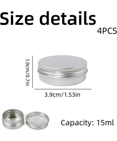 LEEQ 4 Pieces Aluminium Jars - Empty Cream Jars Empty Containers Small Tins Metal Tin Cream Jars Travel Portable Small Metal Tin with Screw Lid for Cream Lotion Masks Storage (15 ml) - Buy Online on GoSupps.com