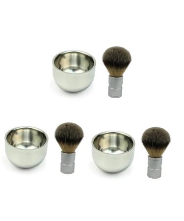 Alipis 3-Piece Men's Shaving Set - Stainless Steel Shaving Brush & Foam Cup - Travel-Friendly Beard Grooming Kit - Buy Online on GoSupps.com