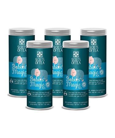 Secrets of Tea Baby Colic Babies' Magic Tea  Organic, Natural, Safe  Calming & Soothing Relief for Baby Acid Reflux, Gas, Colic  Your Baby Will Sleep Thru The Night Guaranteed100 Count(5 Pack)