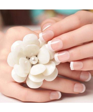 Hujl Artificial nails natural artificial nails short round natural French nails fake nail tip acrylic beauty salon complete cover make-up manicure tips