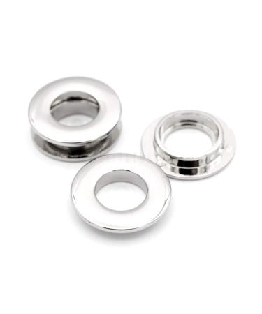 CRAFTMEMORE Metal Push Snap Together Grommet Flat Surface Snap Rings Eyelet O-Rings Purse Loop Easy Installation Pack of 4 (11mm (7/16"), Silver) 11mm (7/16") Silver