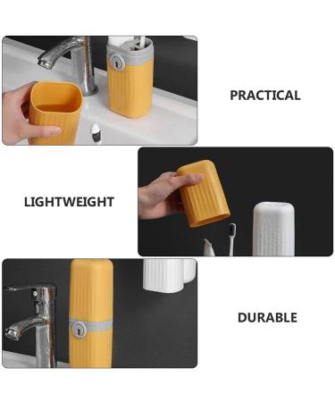 Portable Travel Toothbrush Set with Holder - Wall-Mounted Magnet Yellow | Toothpaste Cup & Outdoor Organizer - Buy Online on GoSupps.com