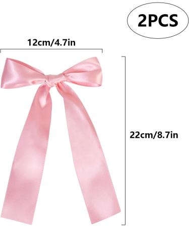 2 Pack Hair Bows for Girls and Women Large Bow Hair Clips Hair Barrette with Long Silky Satin Pink Hair Accessories for Girls(Pink) - Buy Online on GoSupps.com