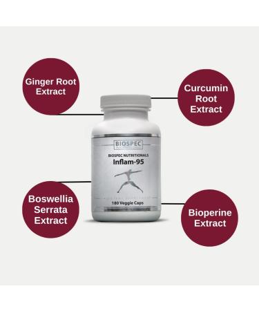 BIOSPEC NUTRITIONALS Inflam-95 - Ginger Root Extract 2 000 mg Curcumin Root Extract Boswellia Serrata Extract Nettle Leaf Extract Bioperine - Support Healthy Inflammatory Response* 180 Count (Pack of 1) - Buy Online on GoSupps.com
