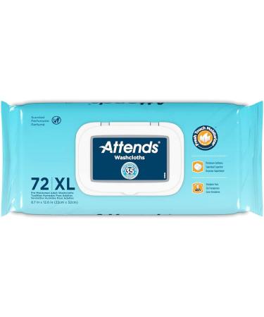 Attends Scented Adult Incontinence Care Washcloths - Hypoallergenic, Latex & Alcohol Free - White, 72 Count (Pack of 12) - Buy Online on GoSupps.com