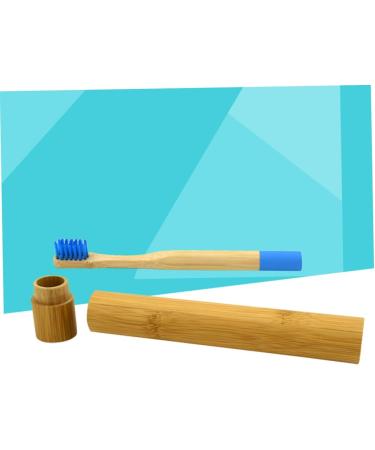 Eco-Friendly Wooden Toothbrush with Round Handle - Blue Bristles | 1 Pack - Ideal for Sustainable Oral Care - Buy Online on GoSupps.com
