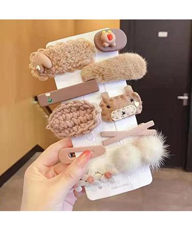 Rugelyss 10 Pcs Milk Coffee Color Plush Hairpin Set - Handmade Hair Barrettes & Alligator Bobby Pins | Hair Accessories & Gifts for Women Girls - Buy Online on GoSupps.com