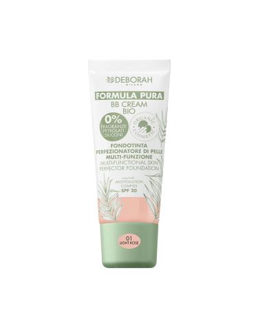 DEBORAH Deborah Milano BB Cream Formula Pure Bio SPF 20 with Natural Ingredients 01 Light Pink Nourishing Effect Antioxidant and Anti-Blue Light Gives Smooth and Nourished Skin 30 ml