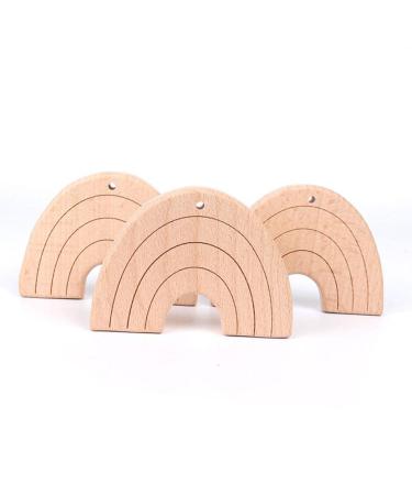 Colcolo 10x Natural Beech Wooden Baby Teething Toys - Rainbow Shape Chew Toys for Toddlers | Safe & Eco-Friendly - Buy Online on GoSupps.com