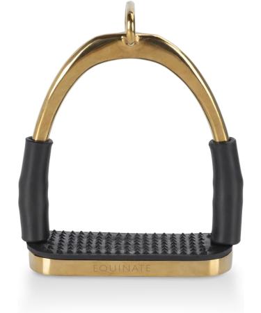 Equinate Safety Bar Charles 12cm Gold | Anti-Slip Rubber Tread Stirrup for Adults & Children | Ankle Relief - 2 Pieces - Buy Online on GoSupps.com
