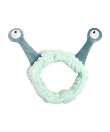 Tcm-ke women girl wash face plush headband cartoon snail antenna hair band turban face spa elastic with hair wrap make-up bands shower fore
