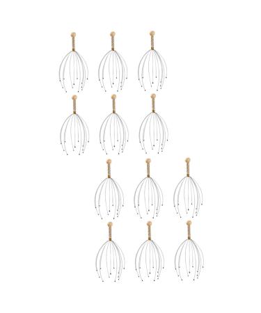 Beaupretty 12 STK massager scalp care scalp care for head massage tool shampoo scrubber clothes hair massage brush head grabs massage steel and wood.