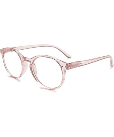 Koosufa Round Anti-Blue Light Reading Glasses for Men & Women | Spring Hinge | Various Strengths | Stylish Transparent Pink - Buy Online on GoSupps.com