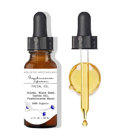 Frankincense Resin Infused Face Oil Organic Black Seed Castor Jojoba Face Oil Anti-Age Moisturizer Hydrating Nourishing Miracle Oil Serum for Revitalized Radiant Skin