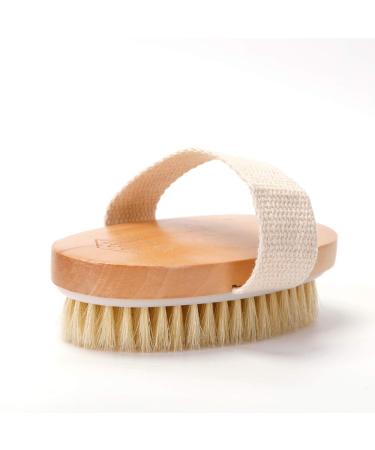 Zhurson Oval Dry Brushing Body Bath Brush - Natural Bristles for Exfoliation and Circulation Boost - Buy Online on GoSupps.com