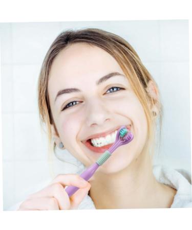 Soft Three-Headed Toothbrush for Kids & Adults - Travel-Friendly Tongue Coating Brush in Purple - Buy Online on GoSupps.com