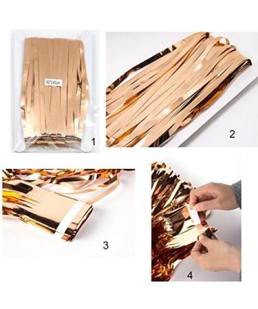 Fecedy Rose Gold Metallic Tinsel Foil Fringe Curtains - 2 Pack, 3ft x 8.3ft - Perfect Party Decor for Birthday, Wedding, Bridal Shower, and more! - Buy Online on GoSupps.com