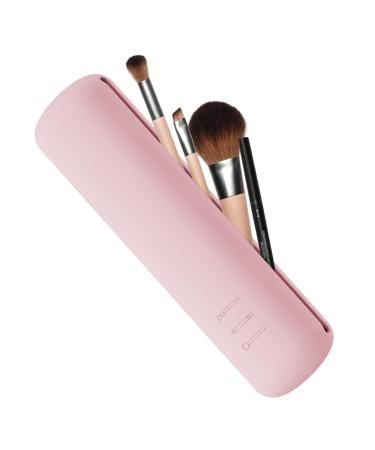 FVION Make Up Brush Holder Silicone Cosmetic Bag Portable Travel Make Up Brush Bag Makeup Brush Organizer (Pink)