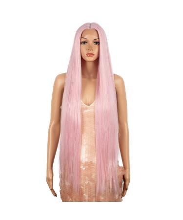 Style Icon 38” Super Long Straight Wigs Lace Front Wigs 6” Deeper Middle Part Lace Hairline Pink Wig (38", PINK15) 38" PINK15
