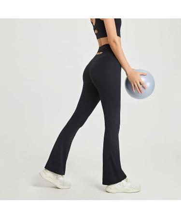 ESCBUKI High Waist Flare Yoga Pants for Women - Tummy Control Sweatpants for Gym Workout - Small Black - Buy Online on GoSupps.com