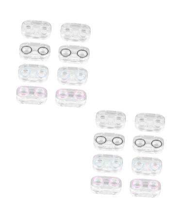 Gleavi mirror 2 sets 8-part glasses case Transparent container holder for eye care set lentil container portable holder for eye care set plastic-lens travel set