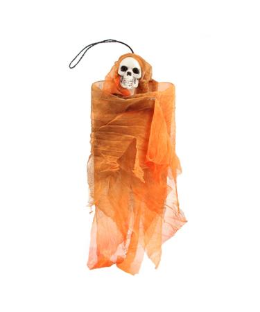Spooky Skull Doll Outdoor Decor Halloween Hanging Skull Ornament Exciting Decoration Out Door Decor Scary Skull Skeleton Novelty Prop Skull Doll for Haunted House Ghost Funny