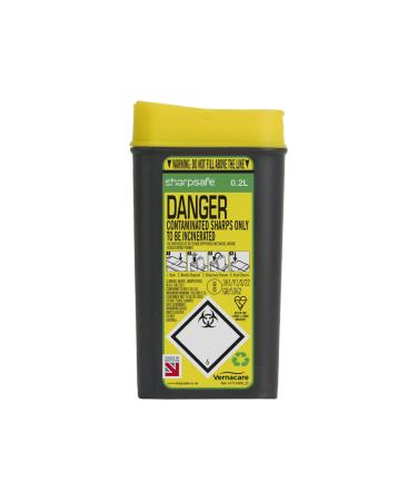 Sharpsafe 0.2 Litre 5th Generation Yellow/Grey -Sharps Bin Clinical Waste Disposal