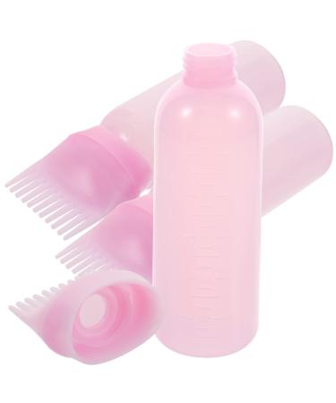Flacon Applicateur Peigne pour Huile Capillaire 3 Pi ces Format Moyen Rose pour Coloration Racines Cheveux Usage Professionnel