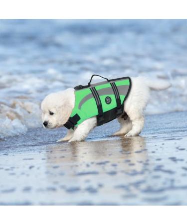 Emust Adjustable Dog Swimming Vest - Durable Life Jacket for Small Dogs - Improved Buoyancy & Rescue Handle - XS Green - Buy Online on GoSupps.com