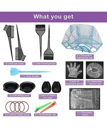 Ahier 23-Piece Hair Dye Coloring Kit with Brush, Bowl, Cap, Gloves & Salon Tools - Buy Online on GoSupps.com