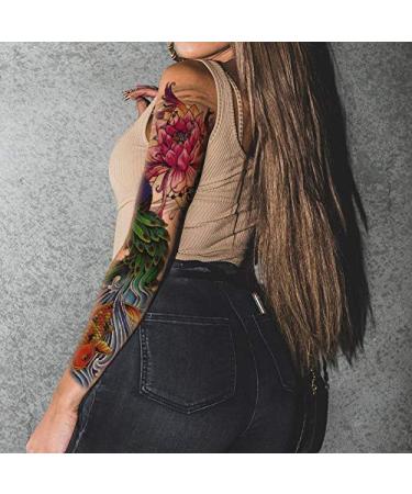 Peacock Arm Sleeve Temporary Tattoos for Women & Men - 8-Sheet Set - Buy Online on GoSupps.com