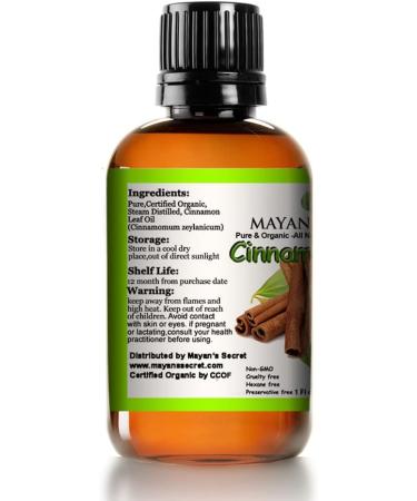 Mayan's Secret Organic Cinnamon Essential Oil - 100% Pure & Natural 1oz - Best for Aromatherapy & Wellness - Buy Online on GoSupps.com