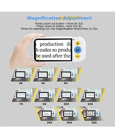 Electronic Reading Aid Digital Magnifier 4.3-Inch Handheld Portable Video Digital Magnifier 2x-32x for Reading Writing Viewing Maps Books - Buy Online on GoSupps.com