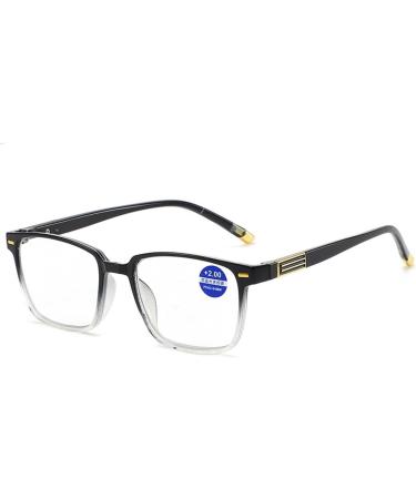 High-Resolution Anti-Blue Light Resin Reading Glasses for Men & Women - Retro Square Frame Silver Eded Black Size 3.50 - Buy Online on GoSupps.com