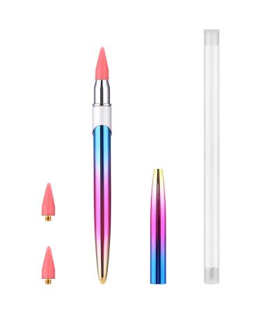 Prasacco Rhinestone Picker Dotting Wax Pen Rhinestone Picker Tool with 2 Pink Replaceable Wax Head Rhinestone Pickup Applicator Tool Rhinestone Crystals Picker for DIY Nail Art Decoration