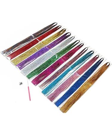 Hair Tinsel Strands with 12 Colors Hair Tinsel Strands Kit Hair Extensions Shiny Silk Tinsel - Buy Online on GoSupps.com