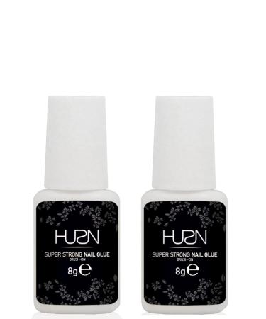 HUSN Nail Glue for False Nails Extra Strong Brush-On Nail Glue for Stick On Nails Acrylic Nail Glue. (8ML Pack of 2)