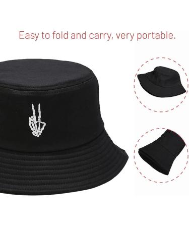 Cotton Bucket Hat for Women and Men | Summer Sun Beach Cap | Unisex Fisherman Hat with Skeleton Fingers Design - Buy Online on GoSupps.com