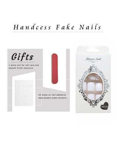 Handcess Square Glossy White False Toe Nails - 24 PCS Full Cover Artificial Stick-On Nail Tips for Women & Girls - Buy Online on GoSupps.com