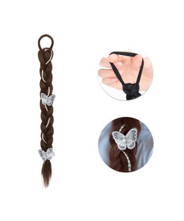 Ponytail Extensions Synthetic Braids Ponytail Extension for Women Elastic HairTie Ponytail Extension with Butterfly Hair Accessories Daily Use Hairpieces for Women(Color:005)