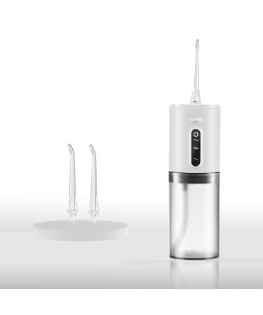 Water Dental Flosser Teeth Pick Intelligent Memory Oral Irrigator Portable Rechargeable IPX6 Waterproof Electric Dental Flossers for Home & Travel (White 2 Nozzle) 2 Nozzle White