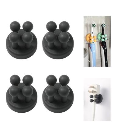 Blebe hooks 4 pieces white funny hooks razor holder without drilling toothbrush holder razor plane holder wet razor glue brick shower pen holder self -adhesive towel clamp (black)