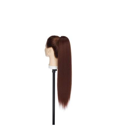 S-noilite Long Ponytail Extension with drawstring clip in ponytail extensions Synthetic hair extensions hairpieces for Women 22 inch Dark Auburn