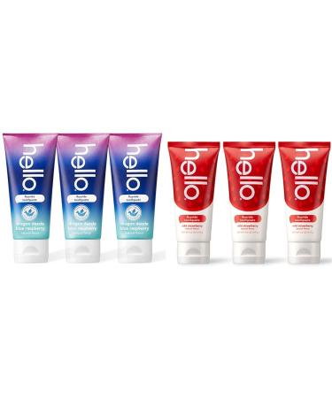 hello Kids Toothpaste Bundle with Dragon Dazzle Blue Raspberry 4.2 OZ 3-Pack and Wild Strawberry 3-Pack